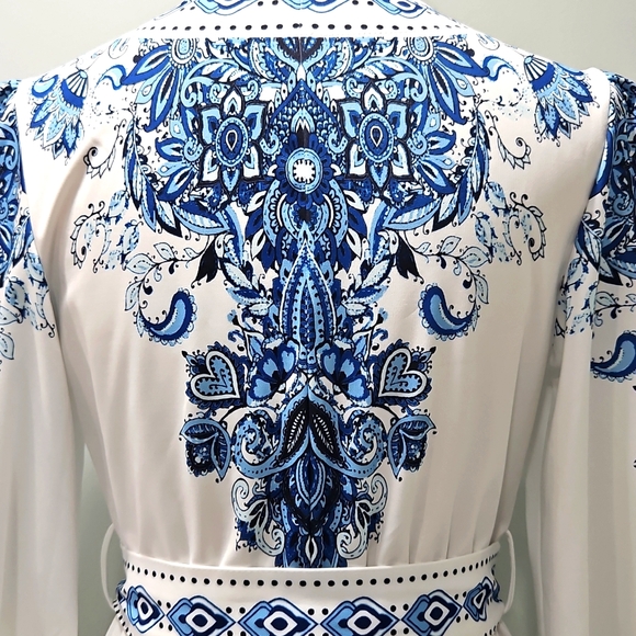 Blue and White Boho Floral Maxi Dress. S - Picture 6 of 6